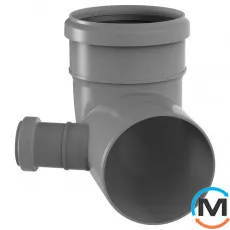 Колено канализационное Valsir с боковым отводом правое HTB Ø110/50 87°/67° R, фото 