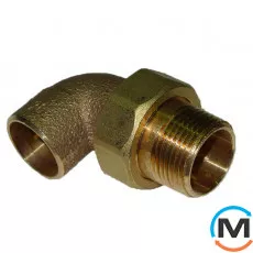 Зганяння мідний кутовий IBP ПхНР 15 - 1/2", Тип різьблення: Зовнішня, Діаметр різьблення: 1/2", Виконання: Кутовий, Діаметр (мм): 15, фото 