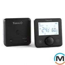 Беспроводной комнатный термостат с WiFi управлением Tervix Pro Line для газ./эл. котла + USB, Цвет: Черный, фото 