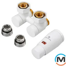 Комплект Schlosser эксклюзивный угловой узел 3/4 x M 22х1,5 головка MINI SH 2 шт. Ниппеля Белый шт, фото 