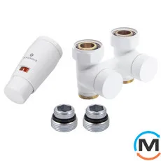 Комплект Schlosser эксклюзивный узел прямой 3/4 x M 22х1,5 головка MINI SH 2 шт. Ниппеля Белый шт, фото 