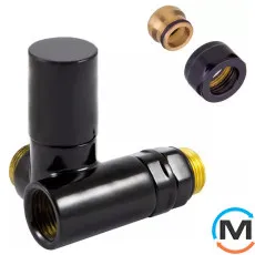 Клапан с ручной регулировкой Schlosser Combi Plus осевой правый GZ 1/2 x 15 mm Cu RAL9005 черный мат, фото 