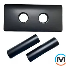 Двойная Розетка Schlosser 150/70 мм L=50 + 2 трубки d=22mm RAL9005 черный мат, фото 