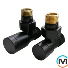 Комплект Schlosser Elegant с ручной регулировкой угловой GZ 1/2 x 15mm Cu RAL9005 черный мат, фото 