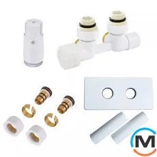 Комплект Schlosser Duo-plex Mini (Comple Selection) прямой GZ 1/2 x 15mm Cu белый головка MINI M30x1,5+ Комплект трубок с двойной розеткой, фото 