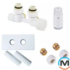 Комплект Schlosser Duo-plex Mini (Comple Selection) угловой правый GZ 1/2 x 15mm Cu белый головка MINI M30x1,5+ Комплект трубок с двойной розеткой, фото 