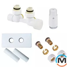 Комплект Schlosser Duo-plex Mini (Comple Selection) угловой правый GZ 1/2 x 16х2 mm PEX белый головка MINI M30x1,5+ Комплект трубок с двойной розеткой, фото 