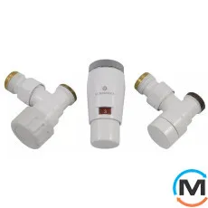 Комплект термостатический Schlosser Elegant Mini угловой GZ 1/2 x M22x1,5 белый (М30х1,5), фото 