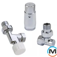 Комплект термостатический Schlosser GZ1/2 x GW1/2 хром аксиальный с головкой MINI M30x1,5, фото 