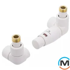 Комплект Schlosser термостатический LUX осевой правый GZ 1/2 х 15mm Cu головка Mini белый, фото 