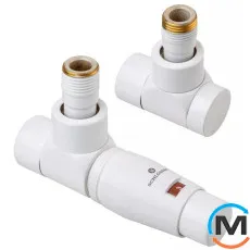 Комплект Schlosser термостатический LUX угловой GZ 1/2 х 15mm Cu головка Mini белый, фото 