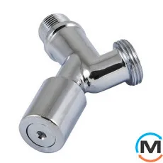 Кран санитарный Schlosser грибковый угловой DN15 GZ 1/2" x 3/4" хром (для стиральной машины), фото 