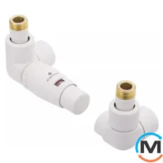Набор Schlosser термостатический LUX осевой левый GZ 1/2 х 15mm Cu головка Mini белый, фото 
