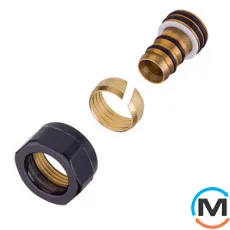 Резьбовое соединение Schlosser для пластиковых труб GW M 22x1,5 x 16x2 mm PEX RAL9005 черный мат, фото 