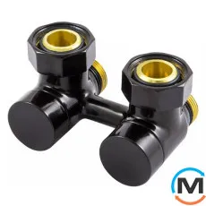 Узел подключения Schlosser эксклюзивный угловой GZ 3/4 x M 22х1,5 RAL9005 черный мат, фото 
