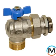 Кран-американка кутовий Bianchi 1" ЗЗ (blue/синій) "метелик" 0÷110 °C, фото 