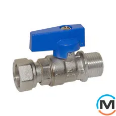 Кран прямий Bianchi 1/2" З х 1/2" У з накидною гайкою (blue/синій), фото 