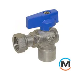 Кран кутовий Bianchi 3/4" Х 3/4" В з накидною гайкою (blue/синій), фото 