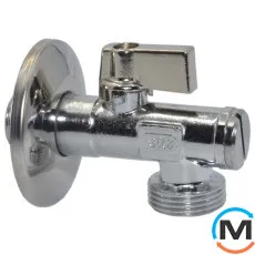 Кран кутовий з фільтром для сантехприладів Bianchi 1/2" х 3/4" (алюмінієва ручка), фото 