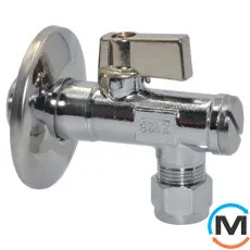 Кран кутовий з фільтром для сантехприладів Bianchi 1/2" х 3/8" (алюмінієва ручка) з цангою, фото 