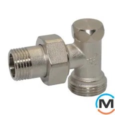 Кран радіаторний відсікаючий Bianchi 1/2" х 3/4"E (євроконус) кутовий, фото 