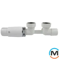 Комплект Schlosser Duo-plex Mini Invest угловой левый M30x1,5 1/2"x3/4" белый, фото 