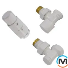 Комплект термостатичний Schlosser 1/2" кутовий білий (головка Mini), фото 