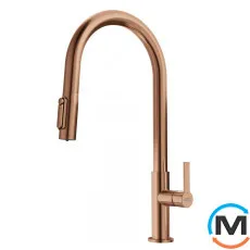 Смеситель для кухни Franke Maris Slim J Pull Down выдвижной излив подвод питьевой воды PVD copper, фото 