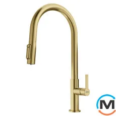 Смеситель для кухни Franke Maris Slim J Pull Down выдвижной излив подвод питьевой воды PVD gold, фото 