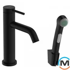Смеситель Hansgrohe Tecturis S 110 для умывальника с гигиенической лейкой Matt Black, фото 