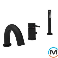 Смеситель на борт ванной Paffoni Light Max Flow на 3 отверстия черный матовый, фото 