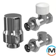 Набір Royal Thermoтермостатичний прямий DE LUXE (хром) 1/2", Діаметр різьблення: 1/2", Виконання: Прямий, Колір: Хром, Нульове становище: Ні, Приєднання: М30х1,5, фото 