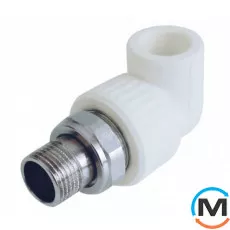 Полипропиленовый угол Berkeplastik с накидной гайкой для радиаторов 20x1/2", Тип резьбы: С американкой, Диаметр резьбы: 1/2", Диаметр (мм): 20, фото 