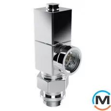 Вентиль Royal Thermo ручной регулировки осевой, хром, ручка CUBE 1/2 ", Диаметр резьбы: 1/2", Исполнение: Осевой, Цвет: Хром, фото 