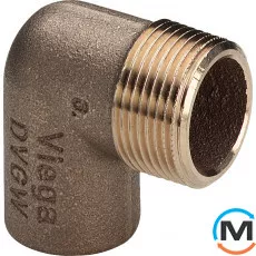 Коліно Ø22 х 1/2" З (бронзове) -136307 Viega GmbH 94092g, Варіант: Просте, Тип різьблення: Зовнішня, Діаметр різьблення: 1/2", Діаметр (мм): 22, фото 