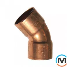 Коліно мідне IBP 45° (2 муфти) 15, Варіант: 2 муфти, Градус (град.): 45, Виконання: Короткий, Діаметр (мм): 15, фото 