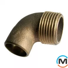 Коліно мідне IBP 90° ПхНР 35 - 1 1/4", Варіант: Просте, Градус (град.): 90, Тип різьблення: Зовнішня, Діаметр різьблення: 1 1/4", Діаметр (мм): 35, фото 