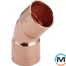 Коліно Ø42 (мідне) 2 муфти 45° -108823 Viega GmbH 95041, Варіант: 2 муфти, Градус (град.): 45, Виконання: Короткий, Діаметр (мм): 42, фото 