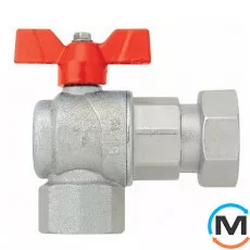 Кран кульовий кутовий з накидною гайкою (метелик) Fiv EVOLUTION 1/2"х3/4", фото 