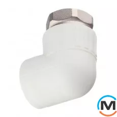 Поліпропіленовий кут Berkeplastik з накидною гайкою 25x3/4", Тип різьблення: Накидна гайка, Діаметр різьблення: 3/4", Діаметр (мм): 25, фото 