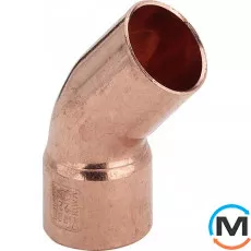 Коліно Ø22 (мідне) 1 муфта 45° -100605 Viega GmbH 95040, Варіант: 1 муфта, Градус (град.): 45, Виконання: Короткий, Діаметр (мм): 22, фото 