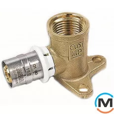 Настінне коліно Sanha 3fit-Press 25473g 26х3/4" ВР, Варіант: Настінне, Тип різьблення: Внутрішня, Діаметр різьблення: 3/4", Призначення труб: Універсальна, Діаметр (мм): 26, Робочий тиск (бар): 10, Матеріал: Бронза Кремниста, фото 
