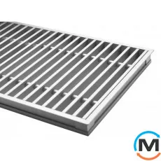 Комплект Carrera Сатин S 200/1250 (рамка ZN + решітка алюмінієва НТ), Виконання: Алюмінієва HT + рамка, Ширина (мм): 200, Довжина (мм): 1250, фото 