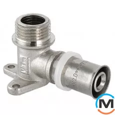 Водорозетка Valtec VTm.255 пресс 16х1/2" нар., Вариант: Короткое, Тип резьбы: Наружная, Диаметр резьбы: 1/2", Диаметр (мм): 16, Рабочее давление (бар): 10, Материал: Сталь нержавеющая, фото 