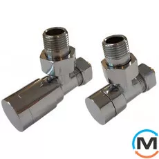 Комплект клапанів Schlosser Elegant кутовий хром для мідних труб, Діаметр різьблення: 1/2", Виконання: Кутовий, Колір: Хром, Нульове становище: Ні, Приєднання: М30х1,5, фото 