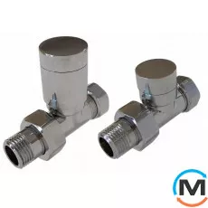 Комплект клапанів Schlosser Elegant прямий хром для мідних труб, Діаметр різьблення: 1/2", Виконання: Прямий, Колір: Хром, Нульове становище: Ні, Приєднання: М30х1,5, фото 