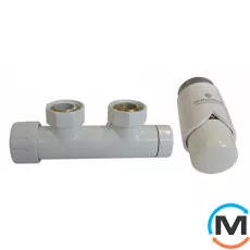 Комплект Schlosser Duo-Plex 3/4 x M 22х1,5 кутовий лівий білий 2 шт Ніпель білий, Діаметр різьблення: 3/4", Виконання: Лівий, Колір: Білий, Нульове становище: Ні, Приєднання: М22x1,5, фото 