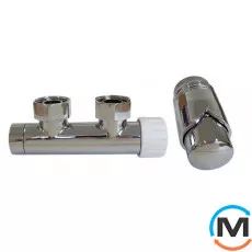 Комплект Schlosser Duo-Plex кутовий правий, з ніпелями-хром, Діаметр різьблення: 3/4", Виконання: Правий, Колір: Хром, Нульове становище: Ні, Приєднання: М22x1,5, фото 