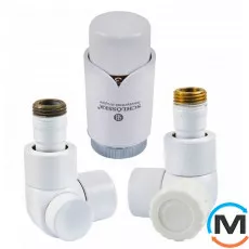 Комплект осьовий-лівий Schlosser LUX білий для мідної труби GZ 1/2 х 15х1, Діаметр різьблення: 1/2", Виконання: Торцевий лівий, Колір: Білий, Нульове становище: Ні, Приєднання: М30х1,5, фото 