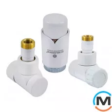 Комплект кутовий Schlosser LUX білий для мідної труби GZ 1/2 х 15х1, Діаметр різьблення: 1/2", Виконання: Кутовий, Колір: Білий, Нульове становище: Ні, Приєднання: М30х1,5, фото 